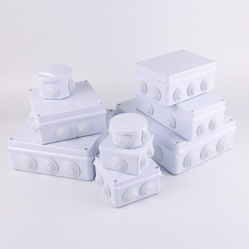 Āra ūdensnecaurlaidīga barošanas kārba ABS plastmasas IP65 elektriskā vadības kārba DIY iekštelpu vadu apvalka savienojuma kabeļa atzaru sadales kārba