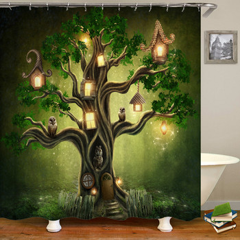 Κουρτίνα μπάνιου Fairy Dream Forest Αδιάβροχη Κουρτίνα μπάνιου Πολυεστέρας Cartoon Fantasy Κουρτίνα μπάνιου Διακόσμηση σπιτιού με γάντζους