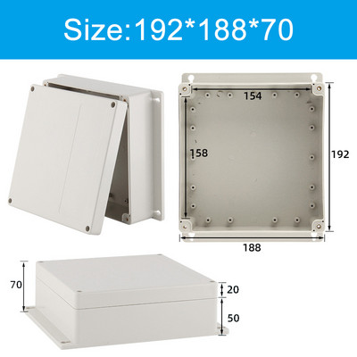 Pie sienas stiprināmi āra pelēki plastmasas korpusi, pielāgoti IP65 ABS ūdensnecaurlaidīga elektriskā sadales kārba vai nu auss elektriskā projekta kaste