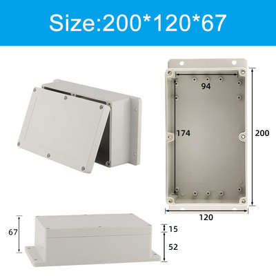 Pie sienas stiprināmi āra pelēki plastmasas korpusi, pielāgoti IP65 ABS ūdensnecaurlaidīga elektriskā sadales kārba vai nu auss elektriskā projekta kaste