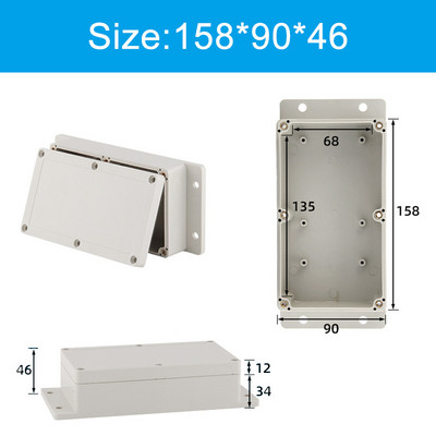 Pie sienas stiprināmi āra pelēki plastmasas korpusi, pielāgoti IP65 ABS ūdensnecaurlaidīga elektriskā sadales kārba vai nu auss elektriskā projekta kaste