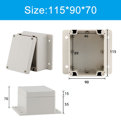 Pie sienas stiprināmi āra pelēki plastmasas korpusi, pielāgoti IP65 ABS ūdensnecaurlaidīga elektriskā sadales kārba vai nu auss elektriskā projekta kaste