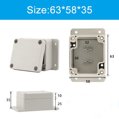 Pie sienas stiprināmi āra pelēki plastmasas korpusi, pielāgoti IP65 ABS ūdensnecaurlaidīga elektriskā sadales kārba vai nu auss elektriskā projekta kaste