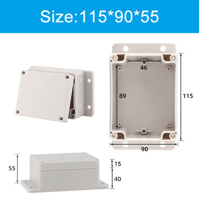 Pie sienas stiprināmi āra pelēki plastmasas korpusi, pielāgoti IP65 ABS ūdensnecaurlaidīga elektriskā sadales kārba vai nu auss elektriskā projekta kaste