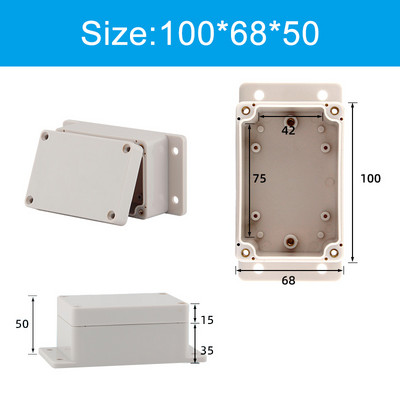 Pie sienas stiprināmi āra pelēki plastmasas korpusi, pielāgoti IP65 ABS ūdensnecaurlaidīga elektriskā sadales kārba vai nu auss elektriskā projekta kaste