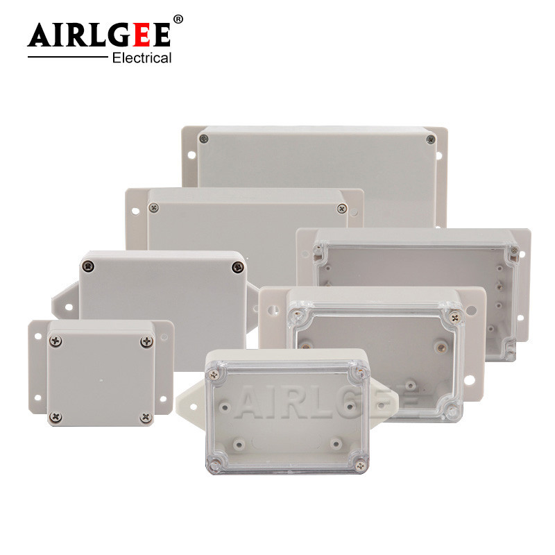 Pie sienas stiprināmi āra pelēki plastmasas korpusi, pielāgoti IP65 ABS ūdensnecaurlaidīga elektriskā sadales kārba vai nu auss elektriskā projekta kaste