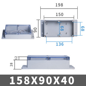 Caurspīdīgs vāks Elektriskais āra elektroniskais barošanas hermētisks korpusa korpuss plastmasas kastes projekta korpuss ūdensizturīgs sadales kārba