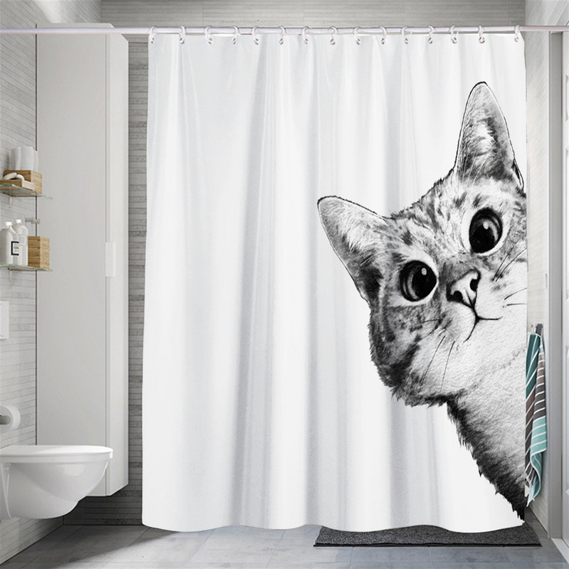 Vodootporna životinjska zavjesa za tuširanje Bez bušenja Kupaonska zavjesa s otisnutim ručnikom Pregradna zavjesa za kupanje