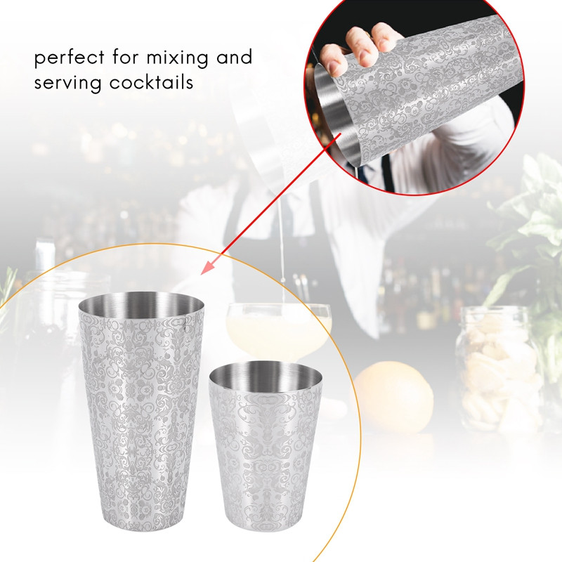 Shaker za koktele Boston shaker od nehrđajućeg čelika 304 Barra De Ferramentas Creative Engraving Design Boston set limenki za shaker za koktele