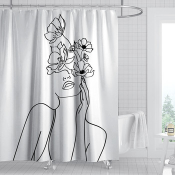 Бяла завеса за душ Simple Art Line женски завеси за кухня Водоустойчив полиестер Аксесоари за баня Завеса за баня Cortina