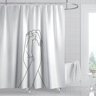 Baltos dušo užuolaidos Simple Art Line Moteriškos užuolaidos virtuvei Vandeniui atsparus poliesteris Vonios priedai Vonios užuolaidos Cortina