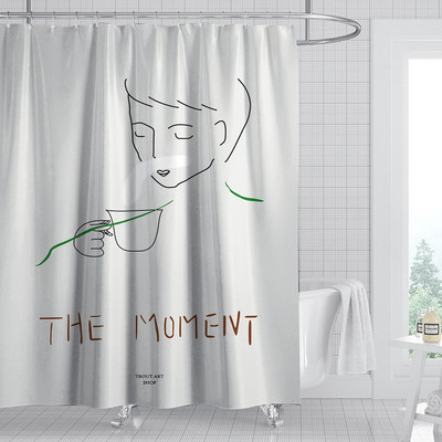 Baltos dušo užuolaidos Simple Art Line Moteriškos užuolaidos virtuvei Vandeniui atsparus poliesteris Vonios priedai Vonios užuolaidos Cortina