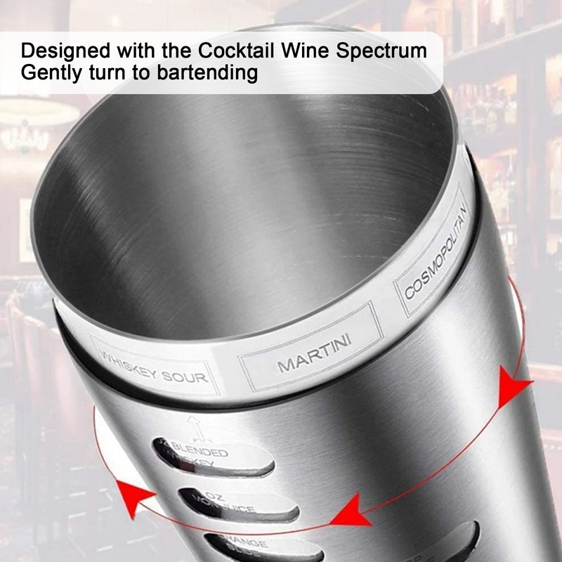 Shakeri od nehrđajućeg čelika 700 ml Set za pripremu koktela Komplet shakera za koktele s cjedilom Poklon za barmena