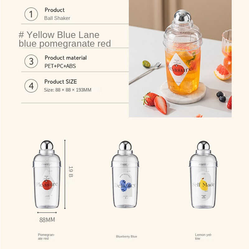 Plastmasas Martini kokteiļu šeikeris 530 ml vīna dzērienu mikseris vīna šeikeris tases dzērienu mikseris Barware Boston bāra rīks sniega gramu krūze