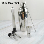 Set shakera od nehrđajućeg čelika, 6-dijelnih čaša za miješanje koktela, shakera od 750 ml, šalice za shakere, pribora za bar