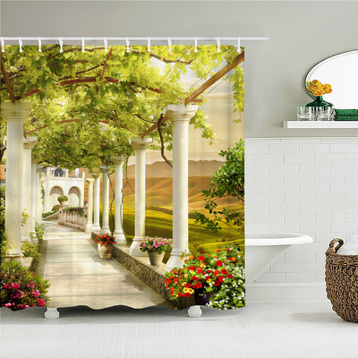 3D druka Piejūras pludmale saulriets ainava dušas aizkari tropu augu koki dabas ainava poliestera aptumšojoši vannas istabas aizkari