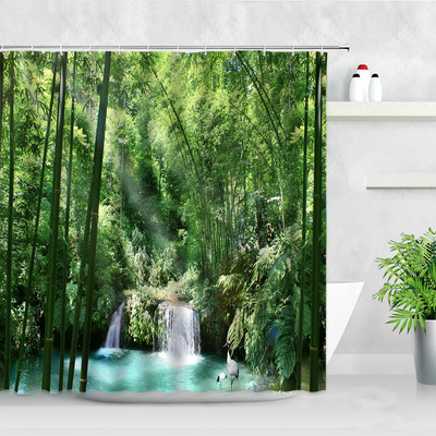 3D druka Piejūras pludmale saulriets ainava dušas aizkari tropu augu koki dabas ainava poliestera aptumšojoši vannas istabas aizkari