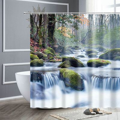 3D druka Piejūras pludmale saulriets ainava dušas aizkari tropu augu koki dabas ainava poliestera aptumšojoši vannas istabas aizkari