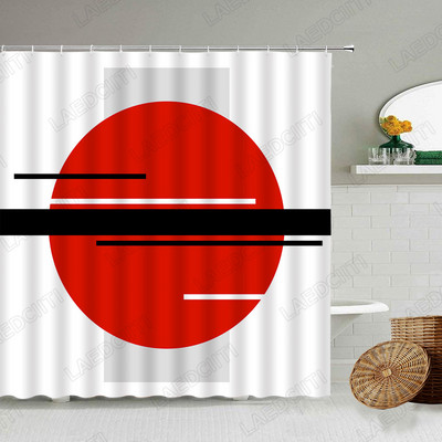 Juodos ir baltos spalvos languotos dušo užuolaidos Kūrybiškos dryžuotos vidurio amžiaus sujungimo geometrinės vonios užuolaidos Modernaus audinio vonios kambario dekoras