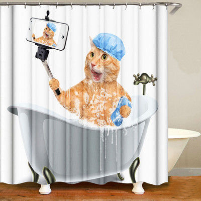 Smieklīgs jauks kaķu dušas aizkars 3D drukas dzīvnieku ūdensnecaurlaidīgs poliestera audums mājas dekorēšanai vannas ekrāna aizkars vannas istabas aksesuārs