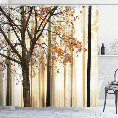 Balto audinio sodyba su gėlėmis dušo užuolaidos žalios atogrąžų lapų paukščių rožės gėlių augalų peizažas Vonios kambario užuolaidų komplektas su kabliukais