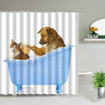 Σετ κουρτινών μπάνιου με αγελάδα Cat Dog Cute Animal Κουρτίνες μπάνιου Υφασμάτινο Χριστουγεννιάτικο Σετ Αξεσουάρ μπάνιου Διακόσμηση σπιτιού