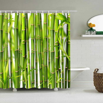 Πράσινη κουρτίνα μπάνιου Panda από μπαμπού σε κινέζικο στυλ Τοπίο Φύση Φυτό Κήπος Σκηνικό Αδιάβροχη οθόνη κουρτίνας μπάνιου
