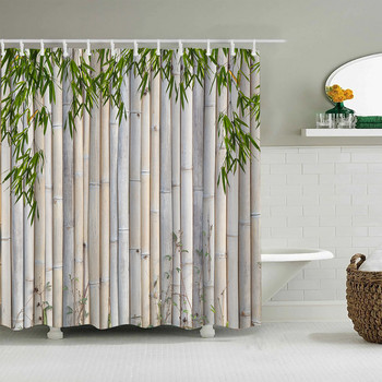 Зелена бамбукова панда завеса за душ Китайски стил Природа Пейзаж Растение Градинска природа Водоустойчива завеса за баня Параван