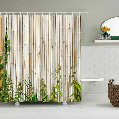 Zelena bambusova panda zavjesa za tuširanje Kineski stil Priroda Krajolik Biljni vrtni krajolik Vodootporna kupaonska zavjesa Paravan