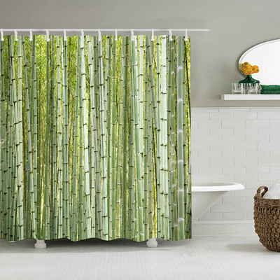 Zelena bambusova panda zavjesa za tuširanje Kineski stil Priroda Krajolik Biljni vrtni krajolik Vodootporna kupaonska zavjesa Paravan