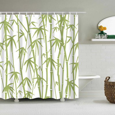 Zelena bambusova panda zavjesa za tuširanje Kineski stil Priroda Krajolik Biljni vrtni krajolik Vodootporna kupaonska zavjesa Paravan