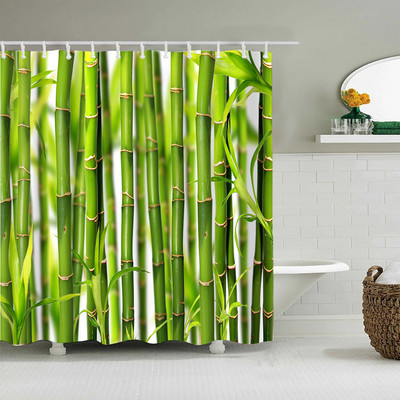 Zelena bambusova panda zavjesa za tuširanje Kineski stil Priroda Krajolik Biljni vrtni krajolik Vodootporna kupaonska zavjesa Paravan