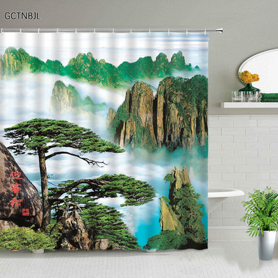 Ελαιογραφία Σκηνικό Κουρτίνες μπάνιου Λουλούδια Φυτό Κύκνος Άνοιξη Τοπίο Κουρτίνα μπάνιου Αδιάβροχη διακόσμηση μπάνιου Πολυεστερικό πανί