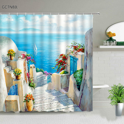 Ελαιογραφία Σκηνικό Κουρτίνες μπάνιου Λουλούδια Φυτό Κύκνος Άνοιξη Τοπίο Κουρτίνα μπάνιου Αδιάβροχη διακόσμηση μπάνιου Πολυεστερικό πανί