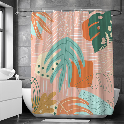 INS Style Abstract Tropical Palm Κουρτίνα μπάνιου Κουρτίνα μπάνιου Διακόσμηση σπιτιού Αδιάβροχη οθόνη μπάνιου από πολυεστέρα για μπάνιο