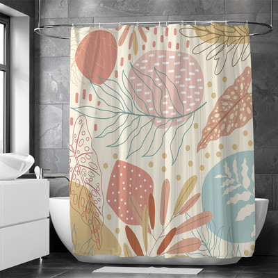 INS Style Abstract Tropical Palm Leaves dušas aizkars Vannas istabas aizkars mājas dekors Ūdensizturīgs poliestera vannas ekrāns vannai