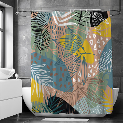 INS Style Abstract Tropical Palm Leaves dušas aizkars Vannas istabas aizkars mājas dekors Ūdensizturīgs poliestera vannas ekrāns vannai