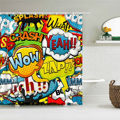 Crtić Zabavna zavjesa za tuširanje 3D ispis Kupaonica Kuhinja Dječje zavjese Vodootporna tkanina Pribor za kućni WC Dekoracija zaslona