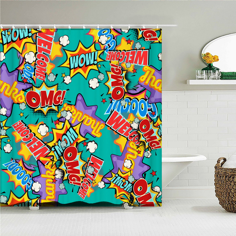 Crtić Zabavna zavjesa za tuširanje 3D ispis Kupaonica Kuhinja Dječje zavjese Vodootporna tkanina Pribor za kućni WC Dekoracija zaslona