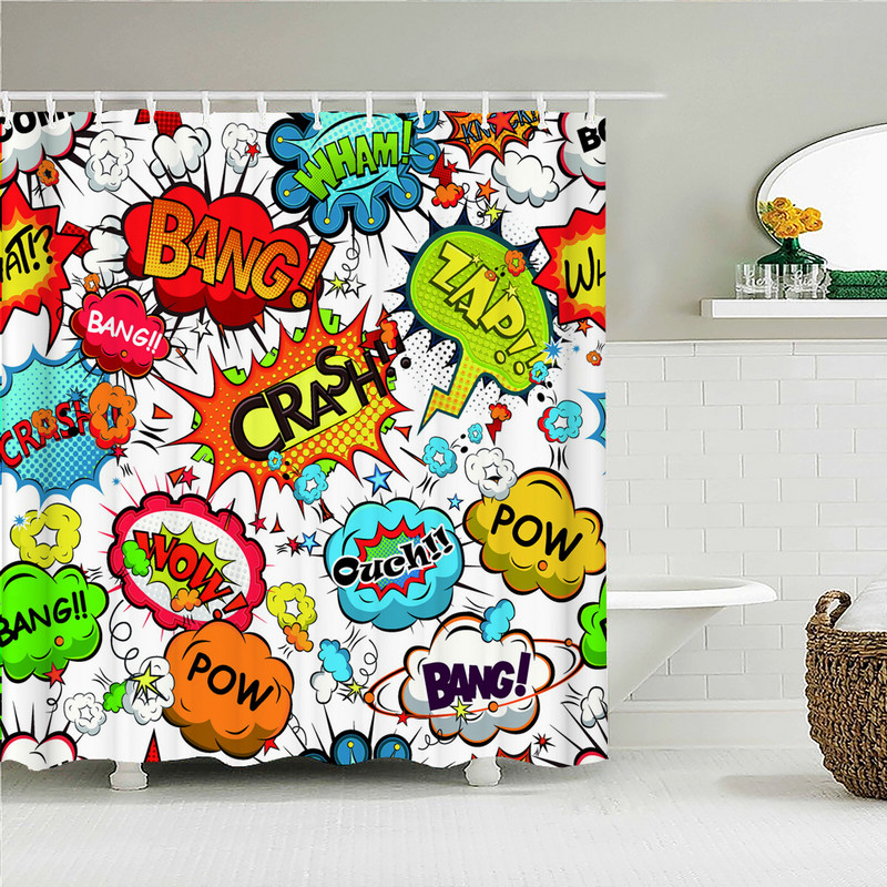 Crtić Zabavna zavjesa za tuširanje 3D ispis Kupaonica Kuhinja Dječje zavjese Vodootporna tkanina Pribor za kućni WC Dekoracija zaslona