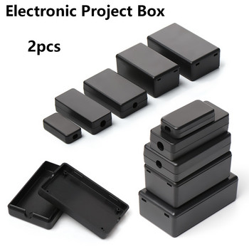 2 бр. ABS пластмасова кутия за проект Кутия за съхранение Кутии за кутии Черен корпус Кутия за инструменти Електронен водоустойчив капак Проект