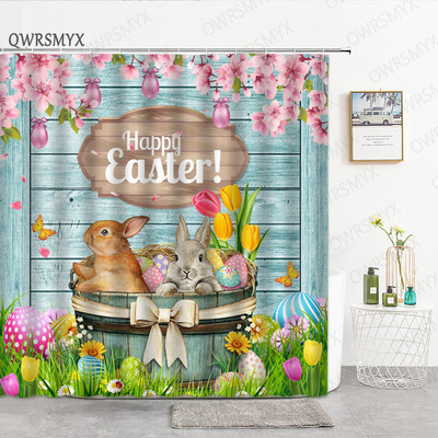 Sivi, slatki zec, zavjese za tuširanje za tuš zavjese za kupaonicu, 3D ispis, vodootporne presvučene poliesterske tkanine Kukice za kupaonicu