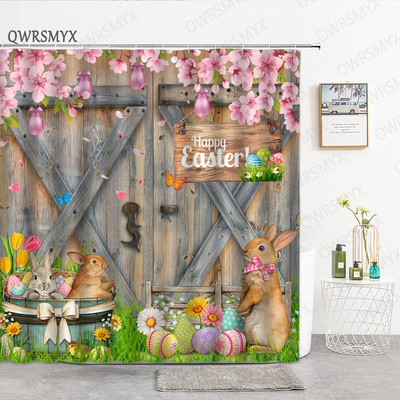 Sivi, slatki zec, zavjese za tuširanje za tuš zavjese za kupaonicu, 3D ispis, vodootporne presvučene poliesterske tkanine Kukice za kupaonicu