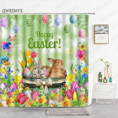 Sivi, slatki zec, zavjese za tuširanje za tuš zavjese za kupaonicu, 3D ispis, vodootporne presvučene poliesterske tkanine Kukice za kupaonicu