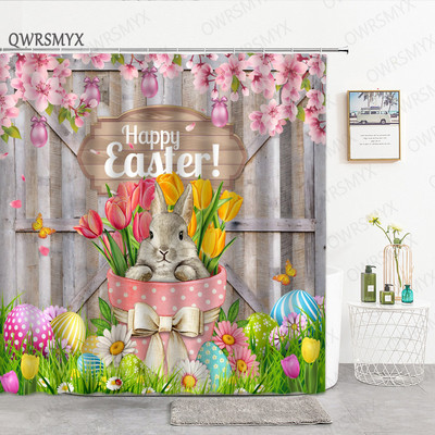 Sivi, slatki zec, zavjese za tuširanje za tuš zavjese za kupaonicu, 3D ispis, vodootporne presvučene poliesterske tkanine Kukice za kupaonicu