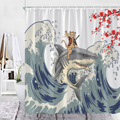 Sivi, slatki zec, zavjese za tuširanje za tuš zavjese za kupaonicu, 3D ispis, vodootporne presvučene poliesterske tkanine Kukice za kupaonicu