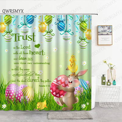 Sivi, slatki zec, zavjese za tuširanje za tuš zavjese za kupaonicu, 3D ispis, vodootporne presvučene poliesterske tkanine Kukice za kupaonicu