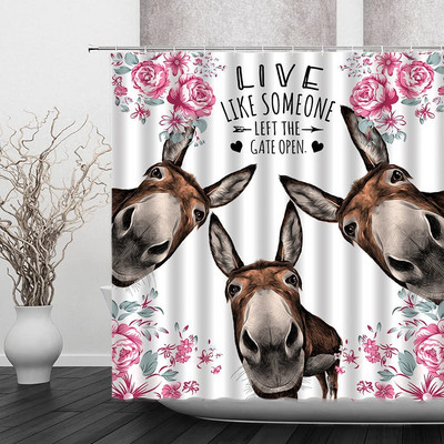 Sivi, slatki zec, zavjese za tuširanje za tuš zavjese za kupaonicu, 3D ispis, vodootporne presvučene poliesterske tkanine Kukice za kupaonicu