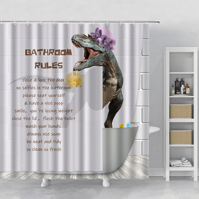 Sivi, slatki zec, zavjese za tuširanje za tuš zavjese za kupaonicu, 3D ispis, vodootporne presvučene poliesterske tkanine Kukice za kupaonicu