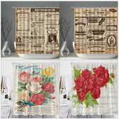 Retroplakat Dušikardin Vana ajaleht Autoparandus Toit Roosid Lilled Kangas Vannitoakaunistus Vannitoatarvikud Kardinad